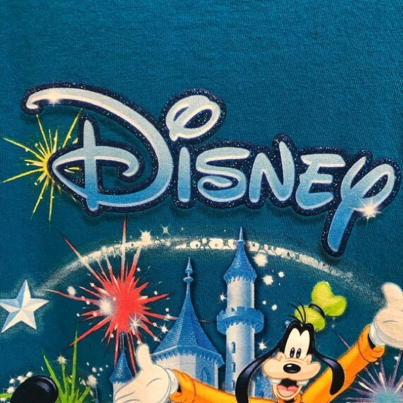 Disney 2013 t-shirt Florida Mickey, Goofy, Donald Duck, Pluto💜souvenir tee Vtg - Picture 4 of 6